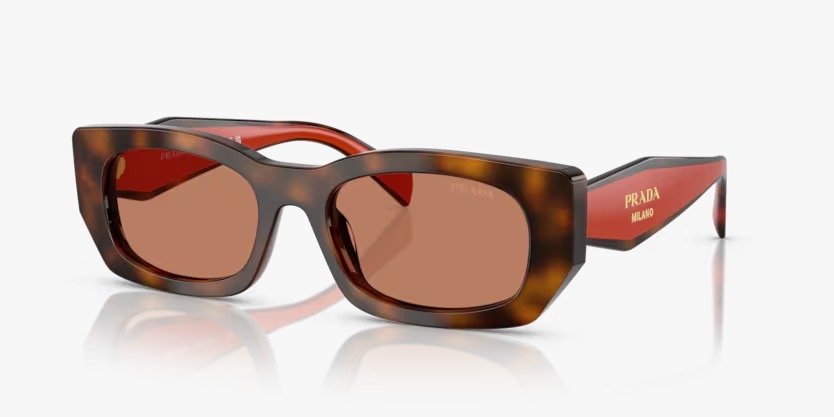 Óculos Solar PRADA SPR B05 53-19 01K-90Q (Acetato Marrom Tartaruga e Vermelho)