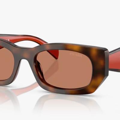 Óculos Solar PRADA SPR B05 53-19 01K-90Q (Acetato Marrom Tartaruga e Vermelho)