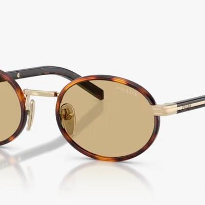 Óculos Solar PRADA SPR B56 52-20 21E-10R (Metal Dourado Brilhante e Laca Marrom)