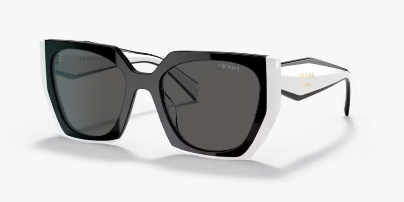 Óculos Solar PRADA SPR 15W 54-19 09Q-5SO (Acetato Preto e Branco)