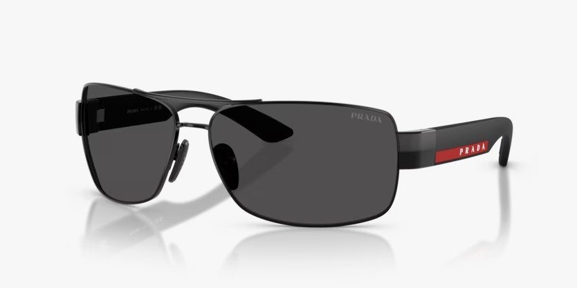 Óculos Solar PRADA LINEA ROSSA OPS B52S 65-14 1AB06F (Preto Brilhante/Hastes Preto Fosco)
