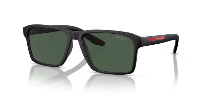 Óculos Solar PRADA LINEA ROSSA OPS 05YS 58-17 DG0-06U (Acetato Preto Emborrachado/Lentes Verde Tuning)