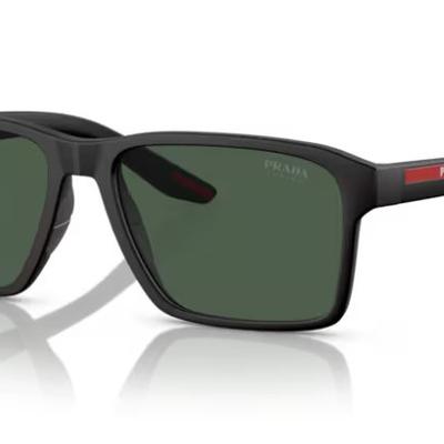 Óculos Solar PRADA LINEA ROSSA OPS 05YS 58-17 DG0-06U (Acetato Preto Emborrachado/Lentes Verde Tuning)