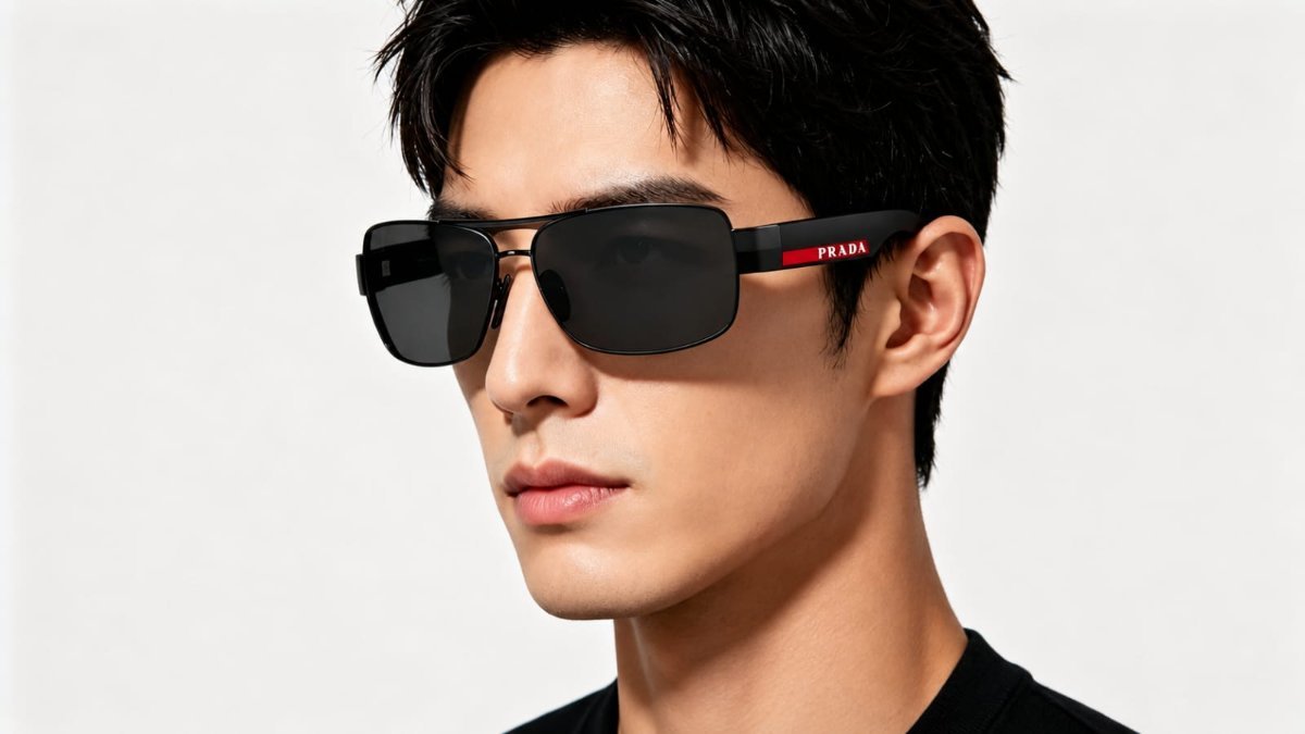 Óculos Solar PRADA LINEA ROSSA OPS B52S 65-14 1AB06F (Preto Brilhante/Hastes Preto Fosco)