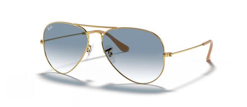 Óculos Solar RAY BAN RB3025L (AVIATOR LARGE METAL) 62-14 001/3F (Metal Dourado/Azul Degradê)