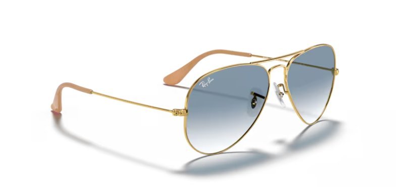 Óculos Solar RAY BAN RB3025L (AVIATOR LARGE METAL) 62-14 001/3F (Metal Dourado/Azul Degradê)