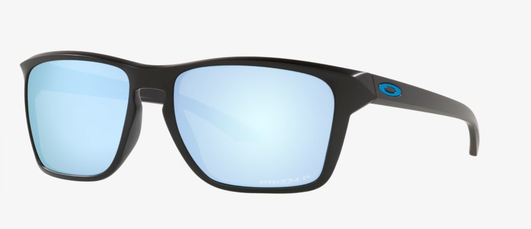 Óculos Solar Esportivo OAKLEY OO9448L (SYLAS) 57-17 2757(Acetato Preto Fosco/Prizm Polarizado Espelhado Azul Deep Water) -