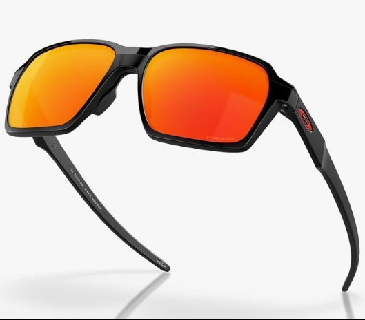 Óculos Solar Esportivo OAKLEY OO4143 (PARLAY) 58-16 0358 (Acetato Preto Superior Brilhante e Inferior Fosco/Prizm Laranja Espelhado)