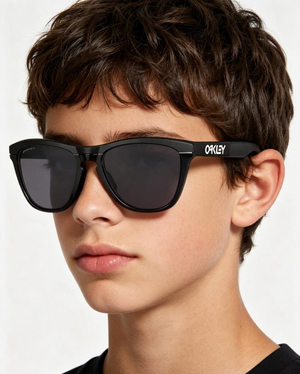 Óculos Solar Esportivo OAKLEY OO9503 (FROGSKINS) 58-17 0658 (Acetato Preto Fosco Superior e Preto Brilhante Inferior/Prizm Cinza)