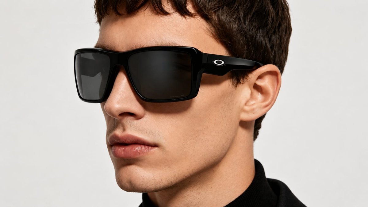 Óculos Solar Esportivo OAKLEY OO9380 (DOUBLE EDGE) 66-17 0866 (Acetato Preto Brilhante/Prizm Polarizado Espelhado Prata)