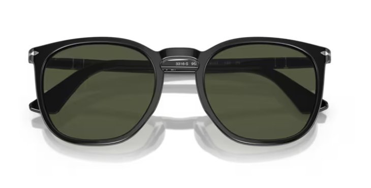Óculos Solar PERSOL 3316-S 54-21 95/31 (Acetato Preto Brilhante/Lentes Cristal G15)