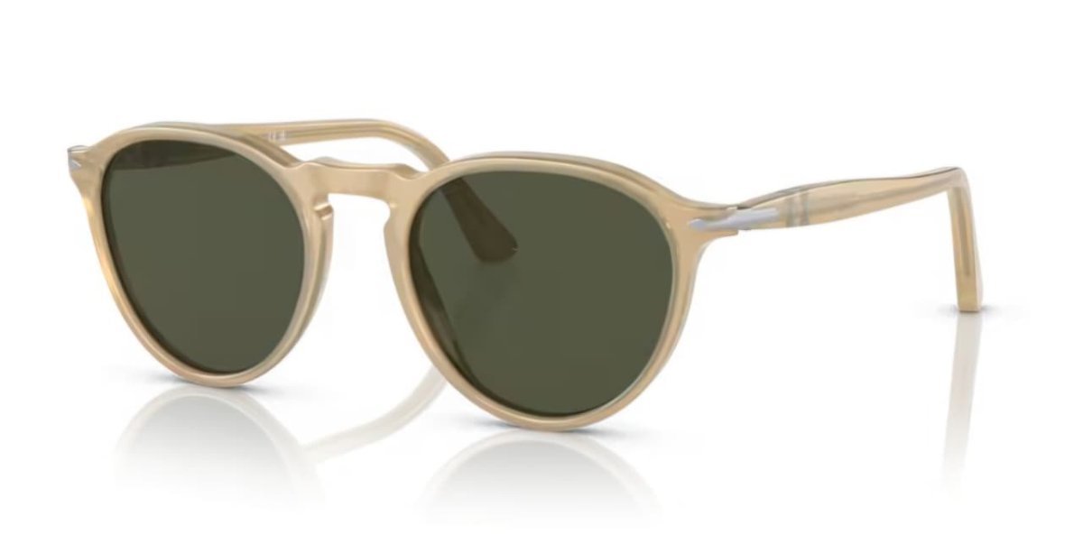 Óculos Solar PERSOL 3286-S 51-19 (Small) 1169/31 (Acetato Champanhe Translúcido e Prata/Lentes Cristal G15)