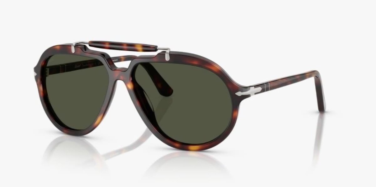 Óculos Solar PERSOL 0202-S (SENNA) 57-13 24/31 (Acetato Havana Marrom Tartaruga e Prata/Lentes Cristal G15)