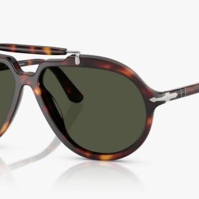 Óculos Solar PERSOL 0202-S (SENNA) 57-13 24/31 (Acetato Havana Marrom Tartaruga e Prata/Lentes Cristal G15)