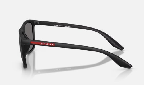 Óculos Solar PRADA LINEA ROSSA SPS B08 56-19 1BO-02G (Acetato Emborrachado Preto Fosco/Lentes Cinza Polarizadas)