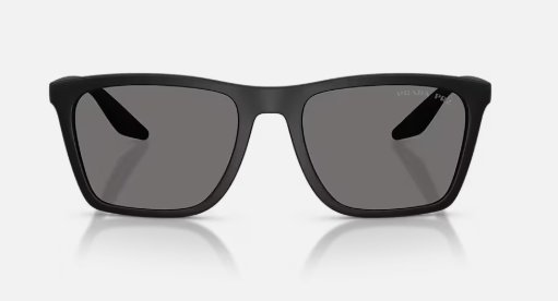 Óculos Solar PRADA LINEA ROSSA SPS B08 56-19 1BO-02G (Acetato Emborrachado Preto Fosco/Lentes Cinza Polarizadas)