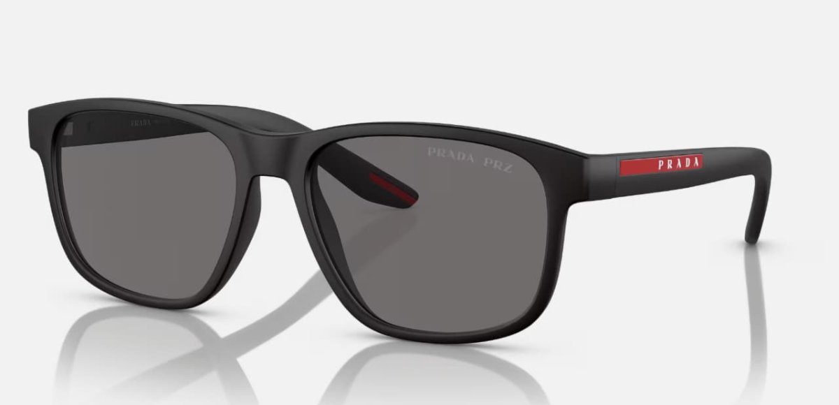 Óculos Solar PRADA LINEA ROSSA SPS 06Y 56-17 DG0-02G (Acetato Emborachado Preto Fosco/Lentes Polarizadas Cinza)
