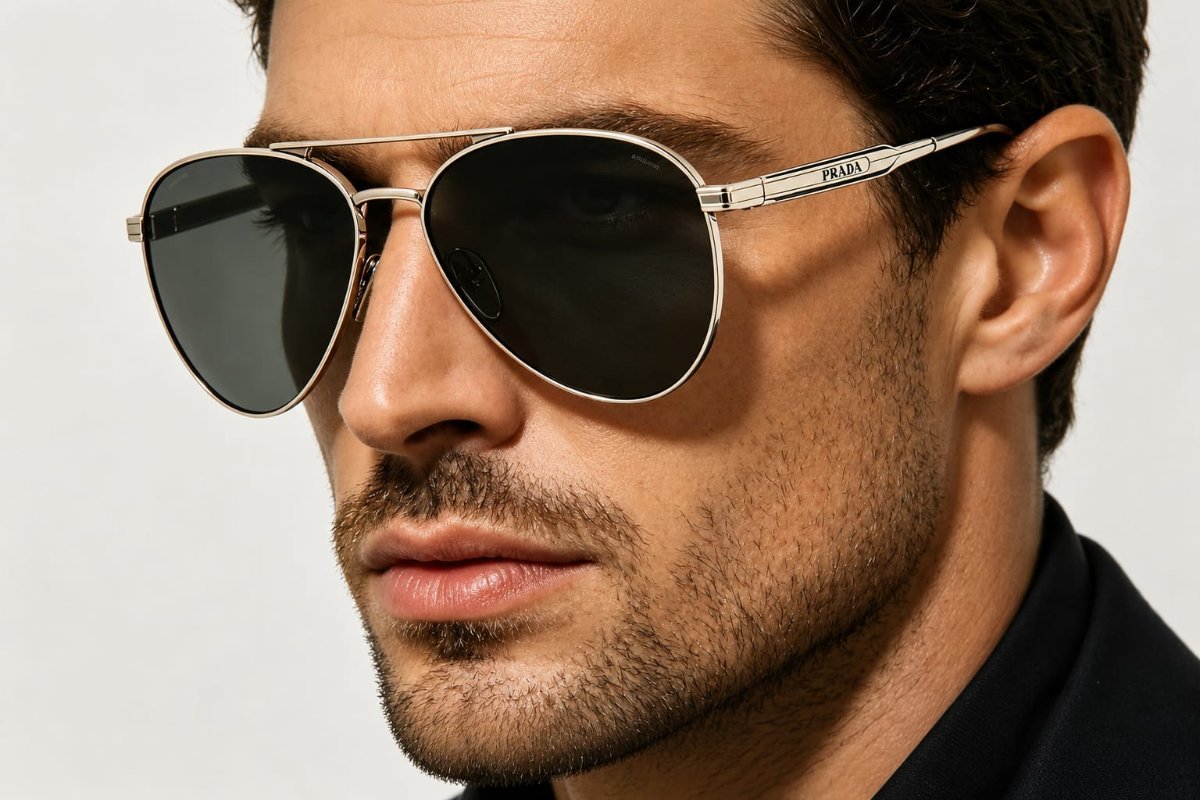 Óculos Solar PRADA SPR A58 58-14 1BC-175 (Armação Metal Prata com Hastes em Acetato Incolor/Lentes Cinza Espelhado Prata)
