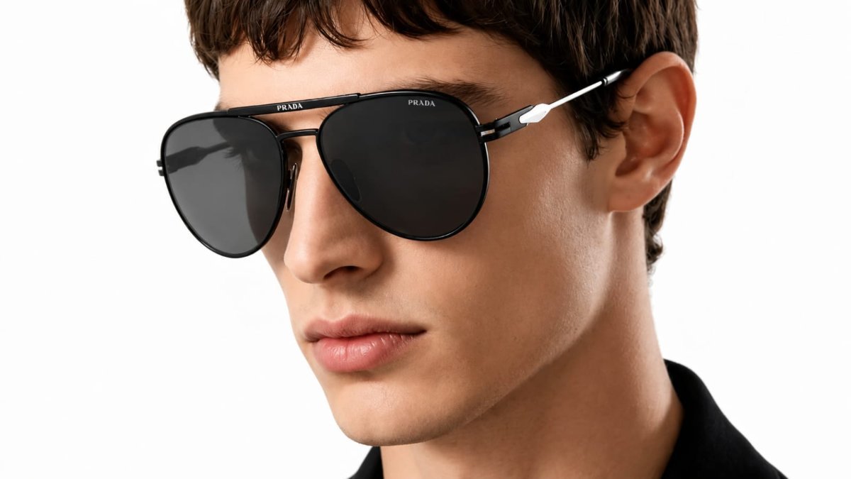 Óculos Solar PRADA SPR 54Z 57-16 1BO-5S0 (Metal Preto Fosco com Hastes em Preto e detalhes Prata/Lentes Cinza)