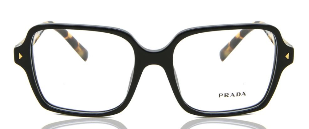 Óculos Receituário PRADA VPR A02 53-17 389-1O1 (Acetato Frontal Preto Brilhante/Hastes Marrom Mesclado)