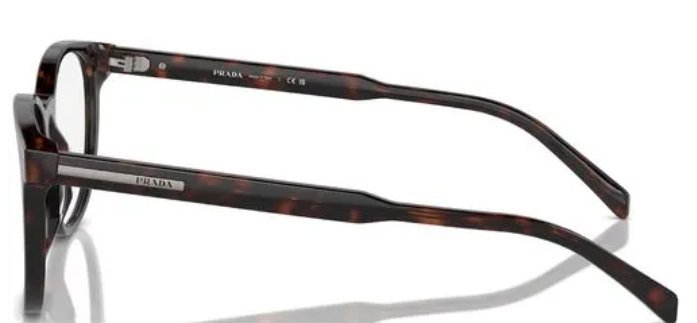 Óculos Receituário PRADA VPR A15 52-19 17N-1O1 (Acetato Marrom Tartaruga/Hastes com Detalhes Grafite)