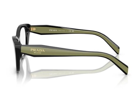 Óculos Receituário PRADA VPR 19W 53-17 03K-1O1 (Acetato Frontal Preto Brilhante/Hastes Preto e Verde) 1AB-1O1 (Acetato Frontal Preto Brilhante/Hastes Marrom Mesclado) 15J-1O1 (Acetato Rosê Translúcido) -