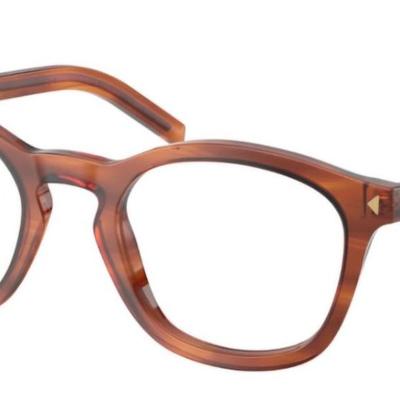 Óculos Receituário PRADA VPR C04 51-22 27F-1O1 (Acetato Marrom Mesclado/Hastes em Acetato e Metal Dourado)