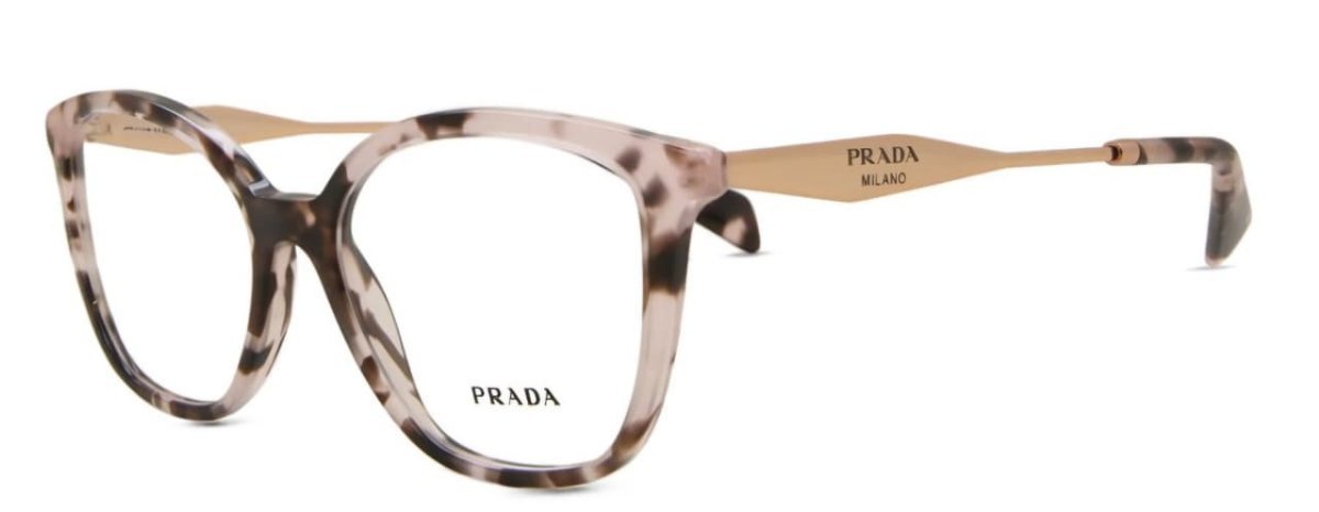 Óculos Receituário PRADA VPR 02Z 54-17 ROJ-1O1 (Acetato Rosê Tartaruga/Hastes em Metal Dourado)