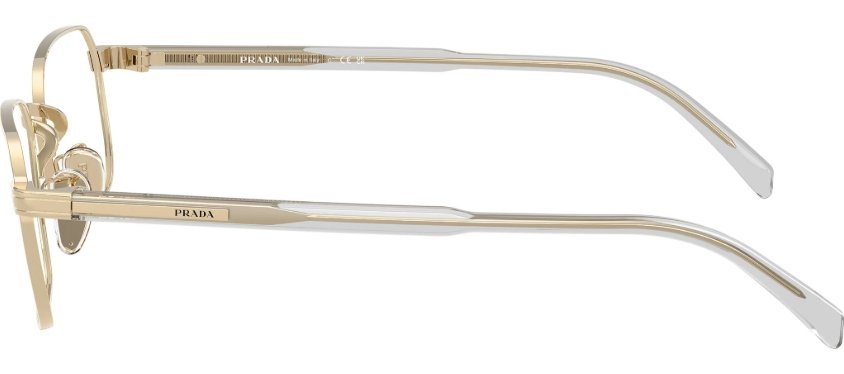 Óculos Receituário PRADA VPR C50-D 55-19 ZVN-1O1 (Metal Dourado Brilhante/Hastes Acetato Incolor e Metal Dourado)