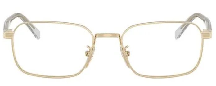 Óculos Receituário PRADA VPR C50-D 55-19 ZVN-1O1 (Metal Dourado Brilhante/Hastes Acetato Incolor e Metal Dourado)