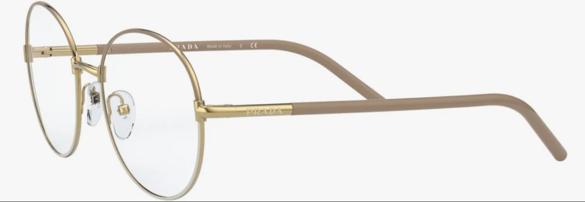 Óculos Receituário PRADA VPR 55W 53-19 06I-1O1 (Metal Dourado Laqueado na Parte Superior Nude e Inferior Branco)