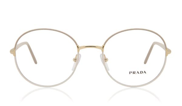 Óculos Receituário PRADA VPR 55W 53-19 06I-1O1 (Metal Dourado Laqueado na Parte Superior Nude e Inferior Branco)