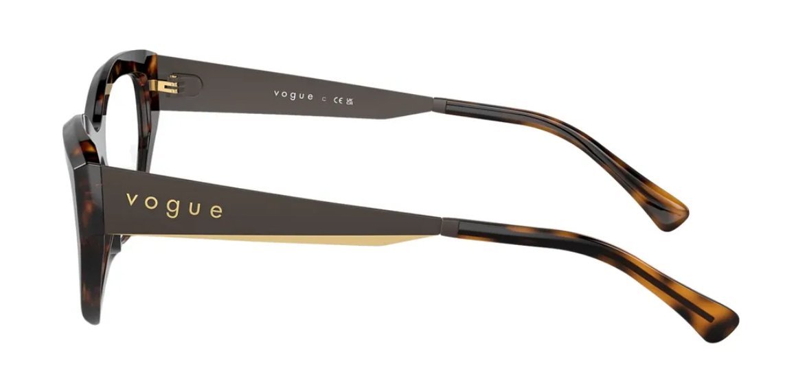 Óculos Receituário VOGUE VO 5560 53-18 W656 (Acetato Marrom Tartaruga/Hastes em Metal Marrom e Dourado)