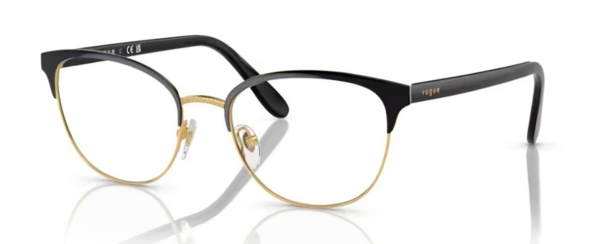 Óculos Receituário VOGUE VO 4088 52-18 352 (Metal Superior Preto Brilhante e Inferior Dourado Brilhante)